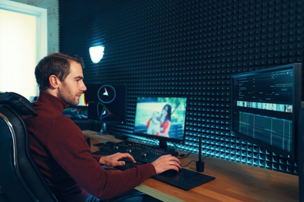 Video editing with professional softwares and hardware